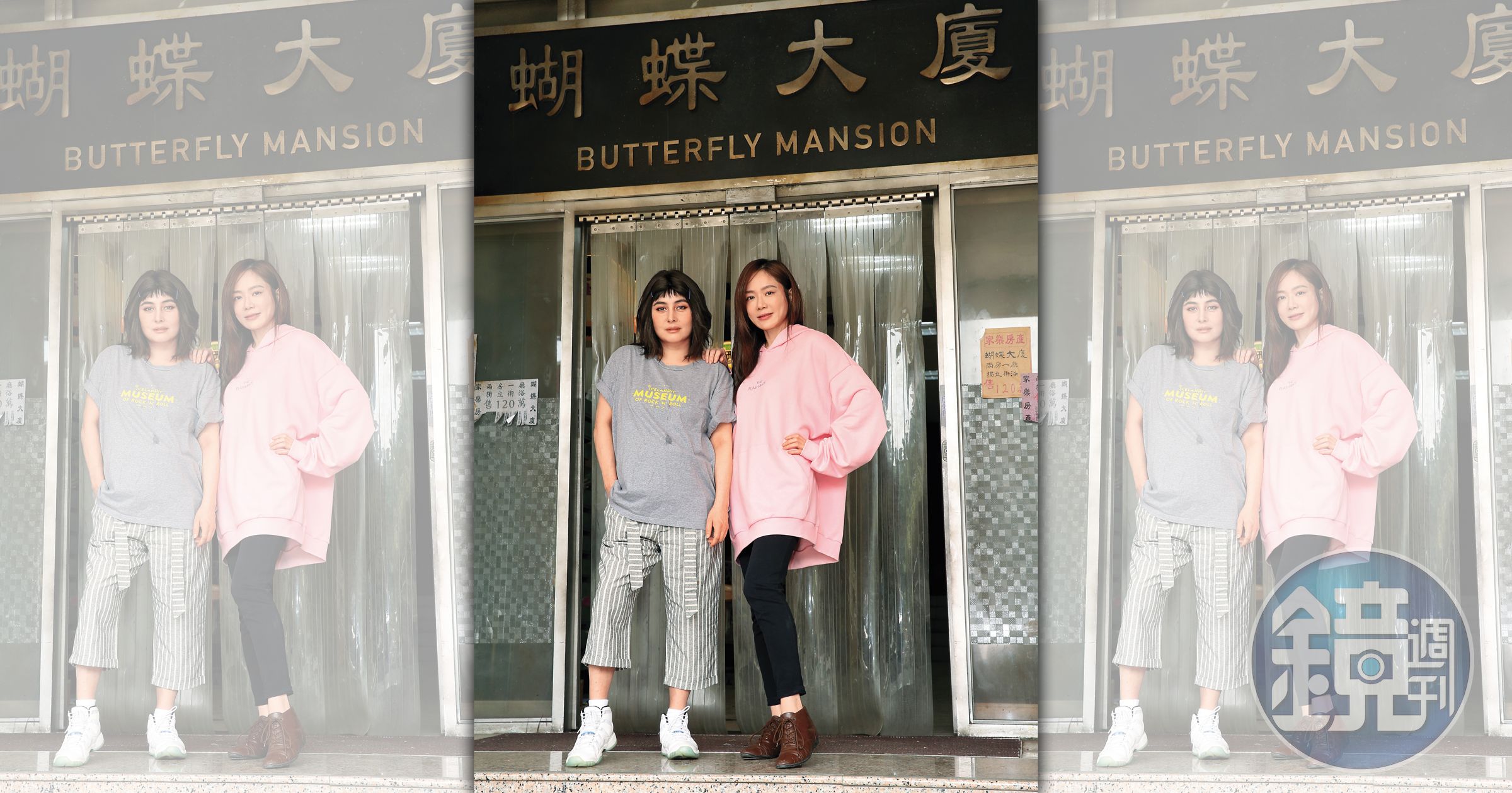 尹馨（右）與港星何超儀（左）先後加入《鬼們之蝴蝶大廈》演出，兩人身後場景在廢棄警察局搭建，也傳出靈異事件。