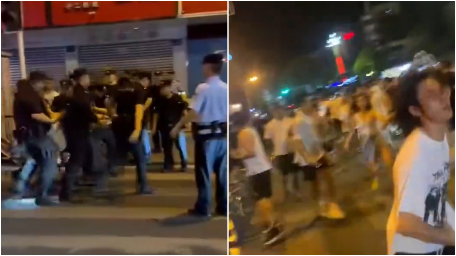 千人上街抗議少女霸凌案，深夜警方「清場鎮壓」。（翻攝X「李老師不是你老師」）