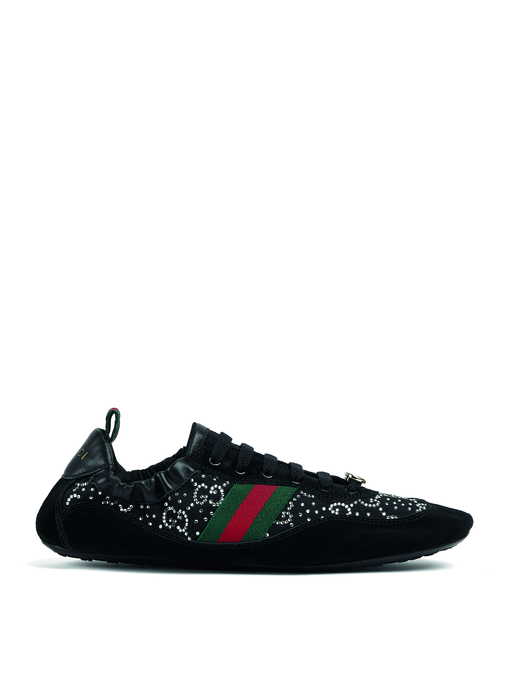 Gucci Shift 黑色水鑽版運動鞋。NT$42,400(古馳提供)
