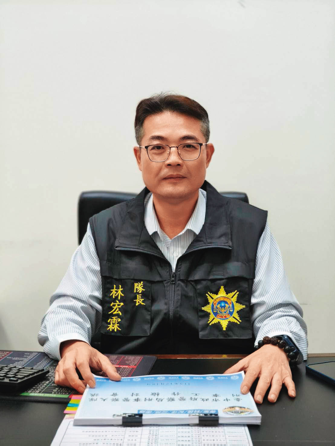 警官林宏霖（圖）根據歹徒的手機訊息，鎖定幕後藏鏡人，順利破案。（林慶祥攝）