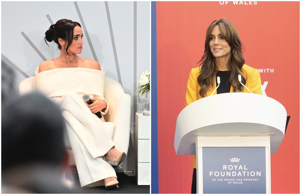 凱特王妃和梅根都在心理健康日這天，於伯明罕、紐約出席相關活動。（翻攝@DelMody推特、@KensingtonRoyal推特）