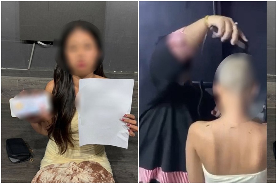 泰國曼谷1名長髮女子赴位於賓高(Pinklao)地區的男模會館玩樂,累計帳單近6萬泰銖(約新台幣5.6萬元),結帳時卻無力支付,遭到店家以剃光頭折抵部分欠款。(翻攝X@bangkoklad)