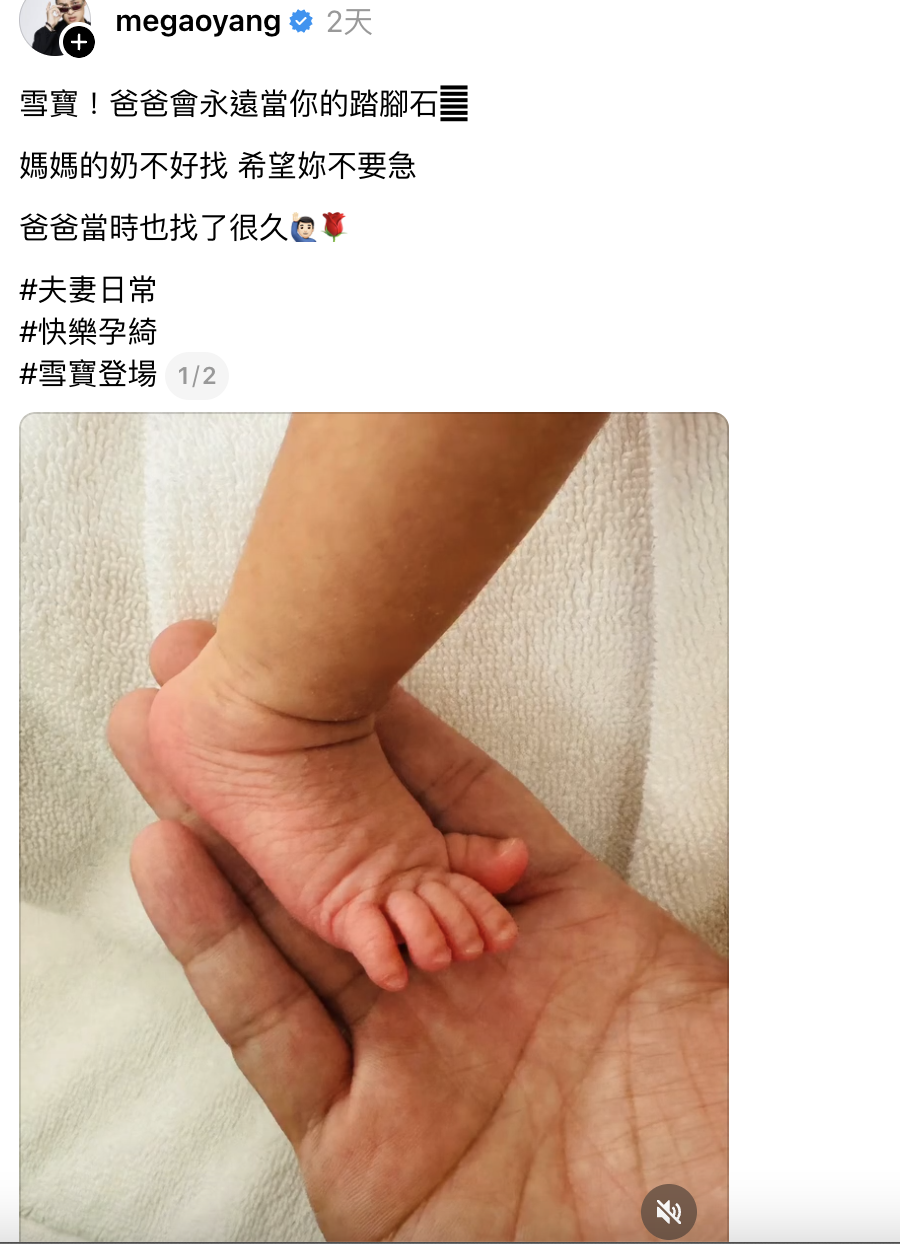 楊昇達發文,慶祝女兒來到世上。(翻攝自Threads)
