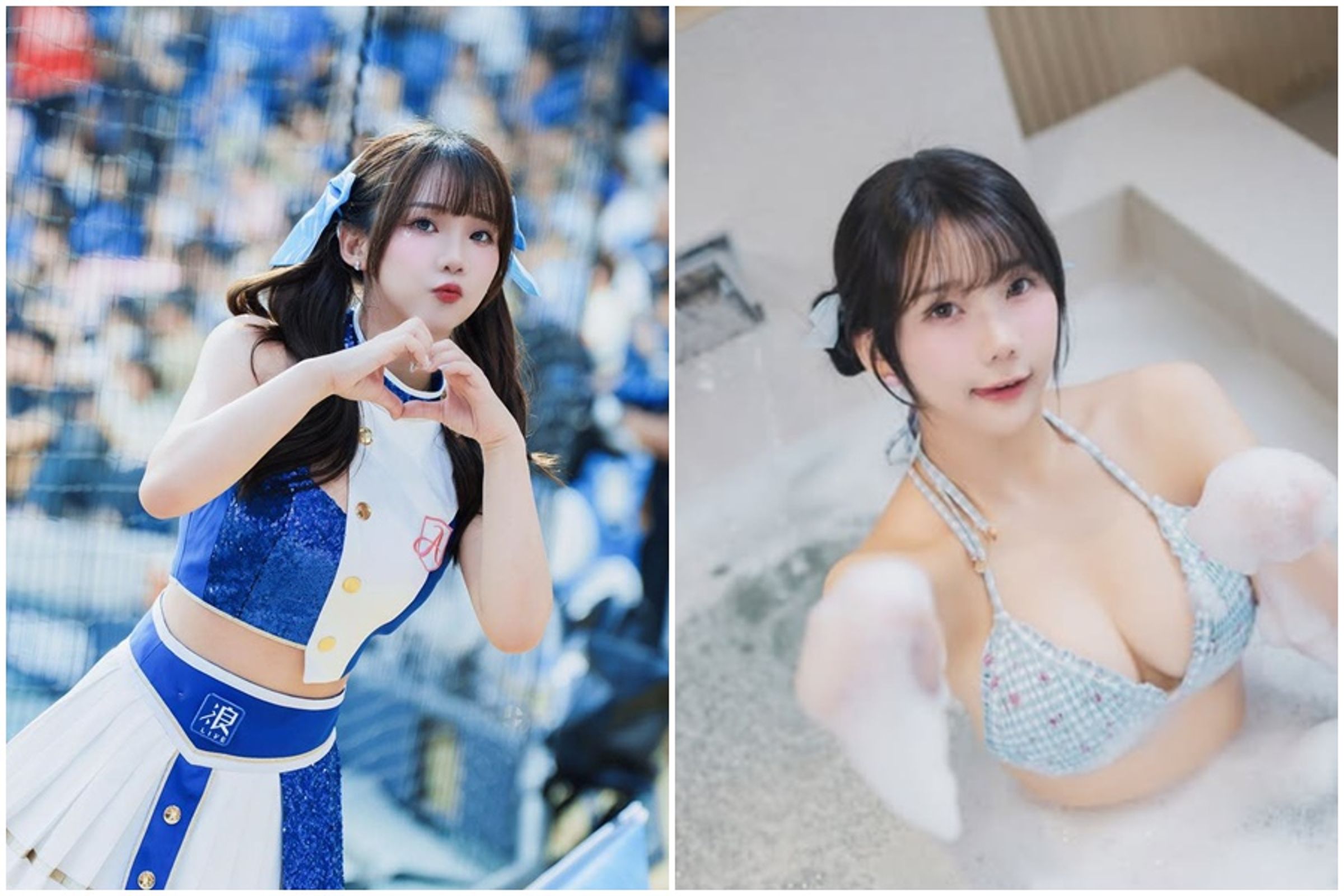 被封為「富邦IU」的富邦啦啦隊奶昔,外型甜美可愛。(翻攝自奶昔IG)