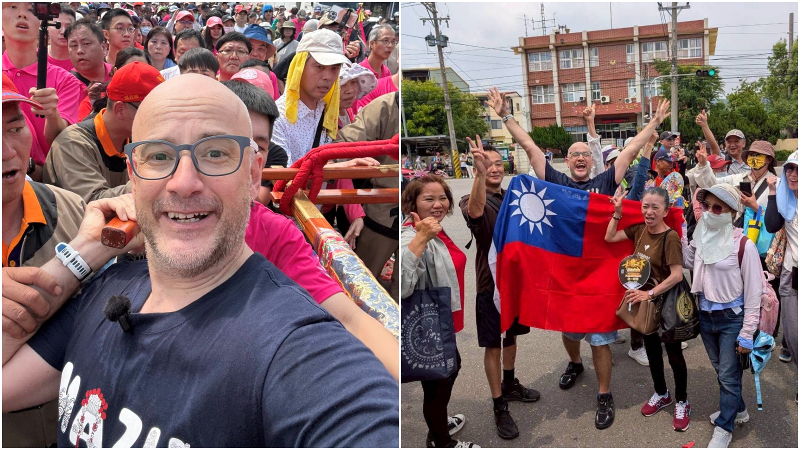 吳鳳參加大甲媽遶境，今年再次扛轎。（翻攝吳鳳臉書）