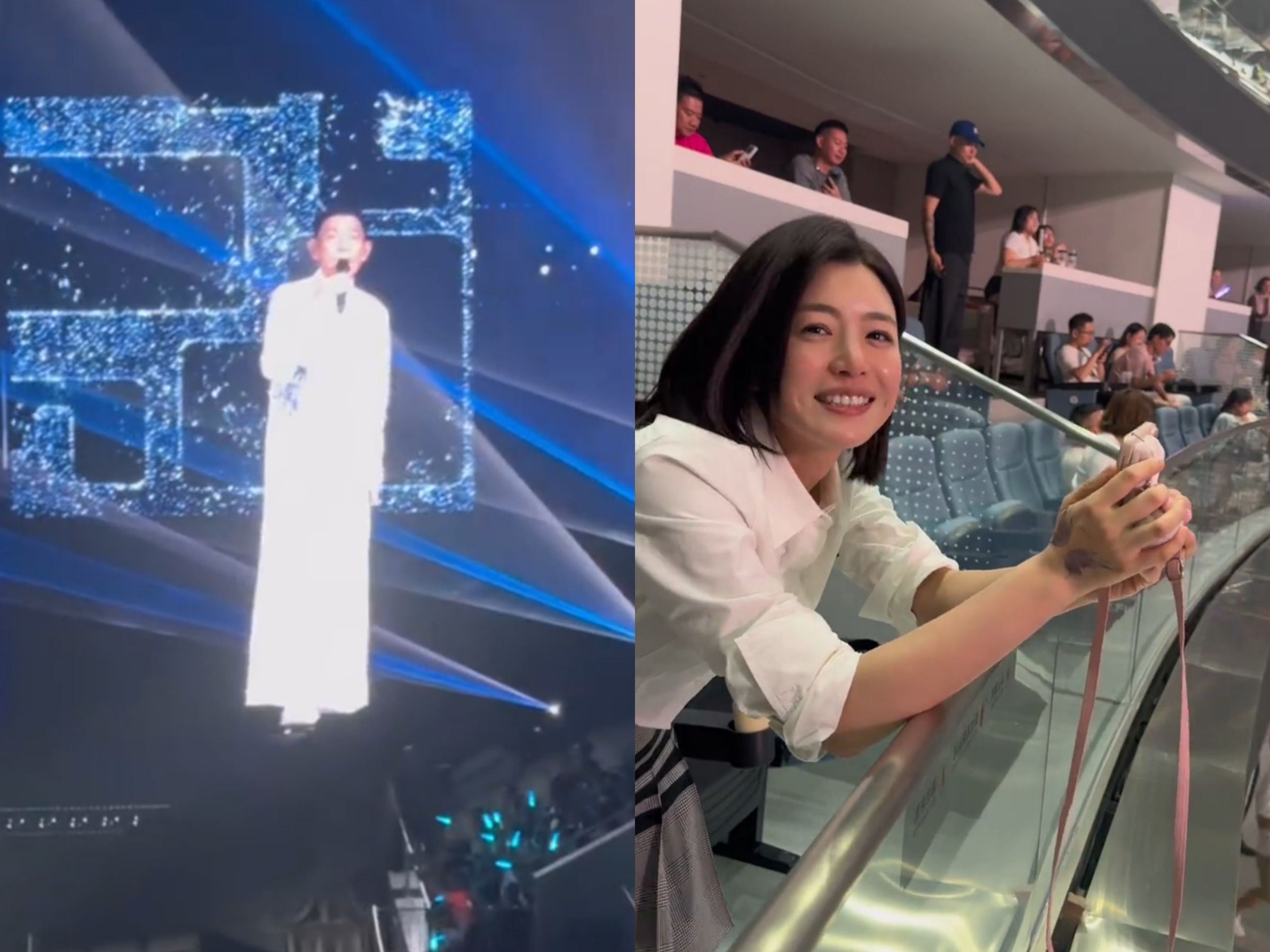 陳妍希化身迷妹欣賞偶像劉德華演唱會,很明顯原本戴在右手無名指的婚戒已被摘掉。(翻攝陳妍希小紅書)