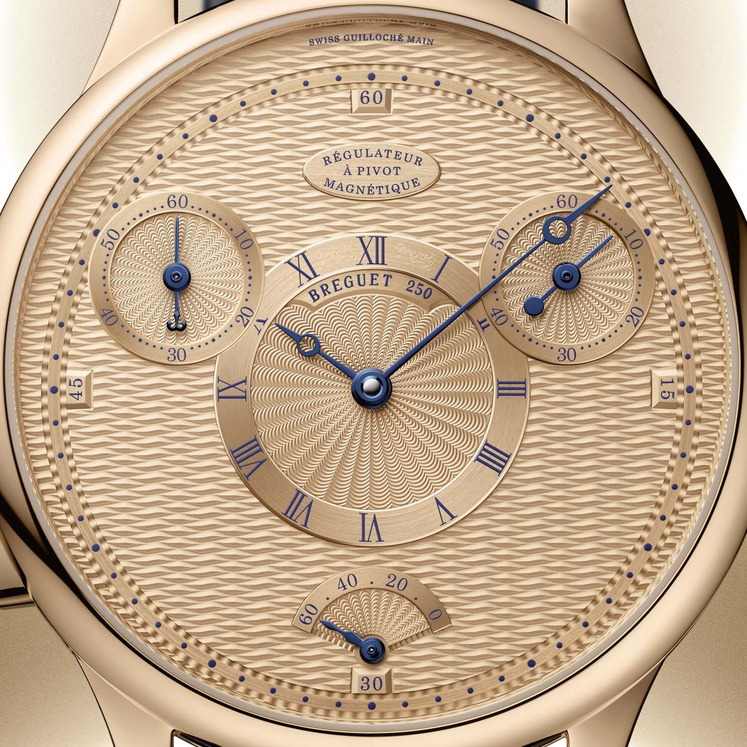錶盤以18K寶璣金材質為基底，上面佈滿了「Quai de l'Horloge」等寶璣經典機刻雕花圖案，以及兩枚寶璣隱形簽名。