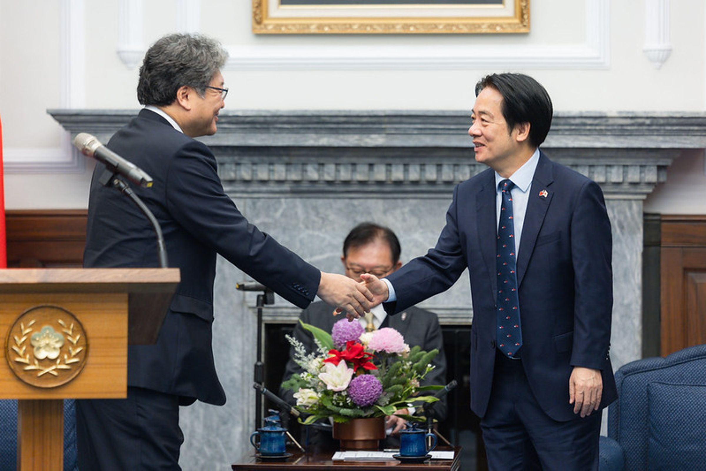 賴清德接見萩生田光一「向高市早苗致謝」。(總統府提供)