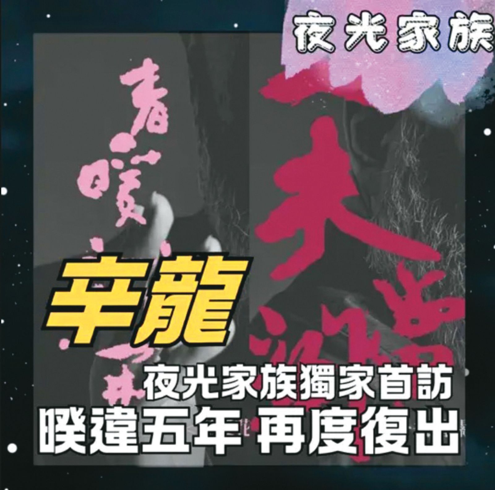 復出之前，辛龍在《夜光家族》的Podcast受訪，除了聊及劉真走後的心路歷程，也證實自己中了樂透。（翻攝自APPLE Podcast）