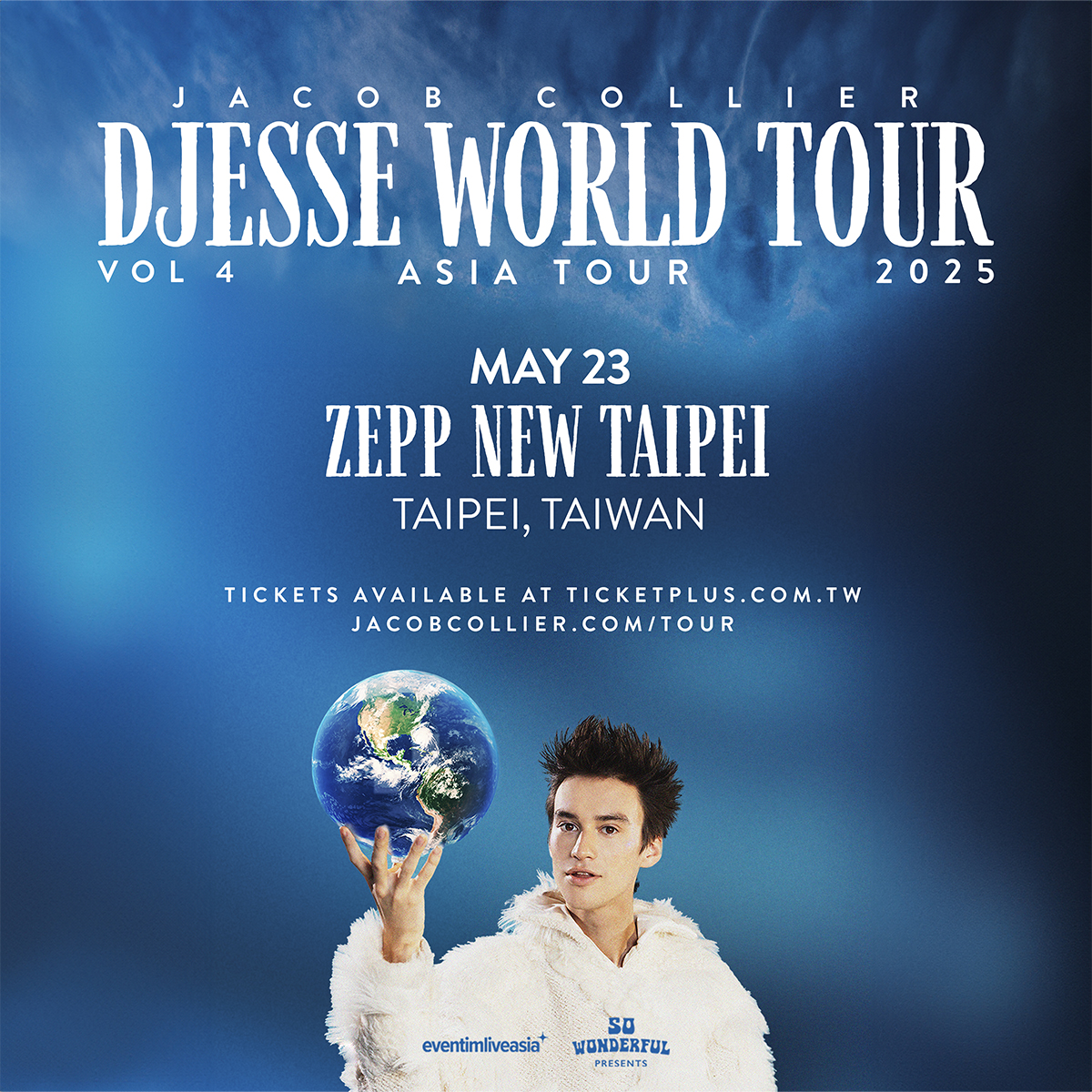 英國歌手Jacob Collier首次台灣專場演出將於5月23日於Zepp New Taipei舉辦。(Wonderful Entertainment Asia提供)