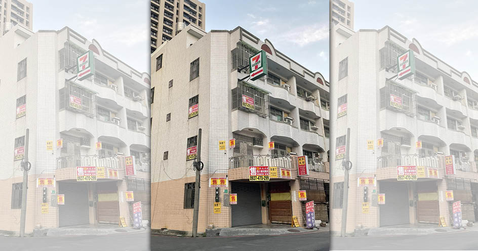 台南市安平區一處透天厝掛售已久，外牆貼滿超多張出售廣告。（翻攝自臉書社團《路上觀察學院》）