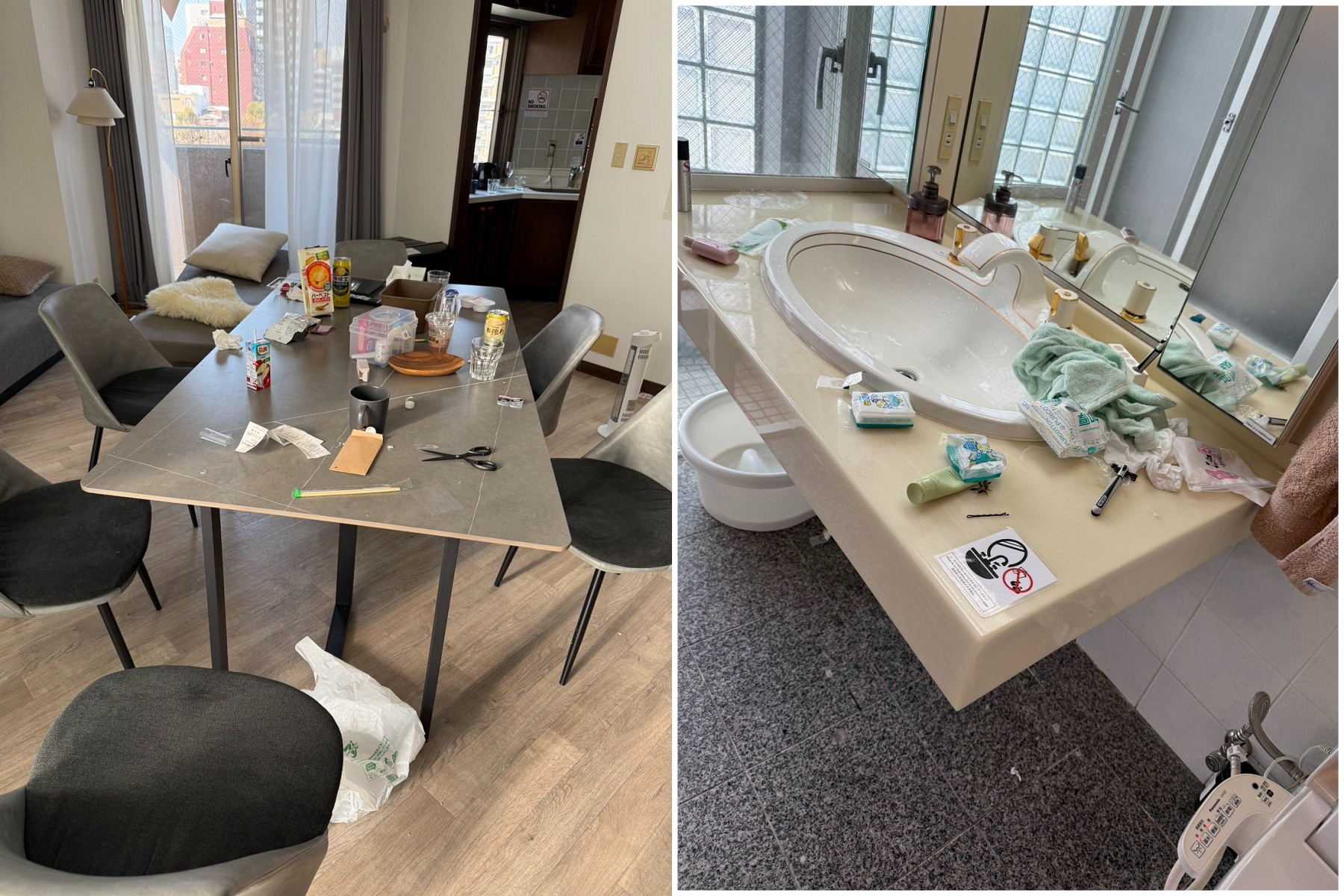 中國客預訂日本民宿住1人，結果偷來6人！房間被弄成垃圾屋還帶走設備。（翻自X平台）