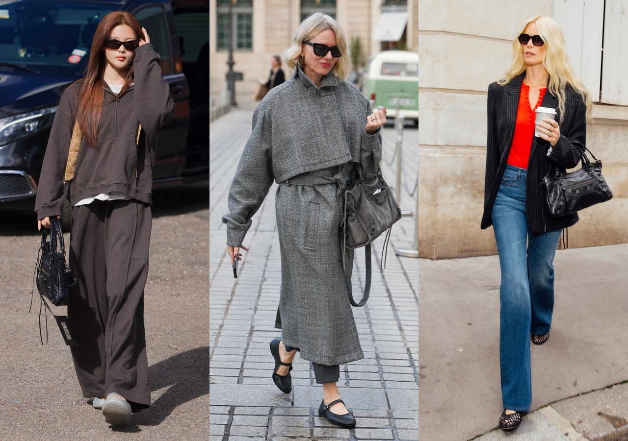 （左起）楊超越、Naomi Watts、Claudia Schiffer都是Le City系列愛用者。（BLAENCIAGA提供）