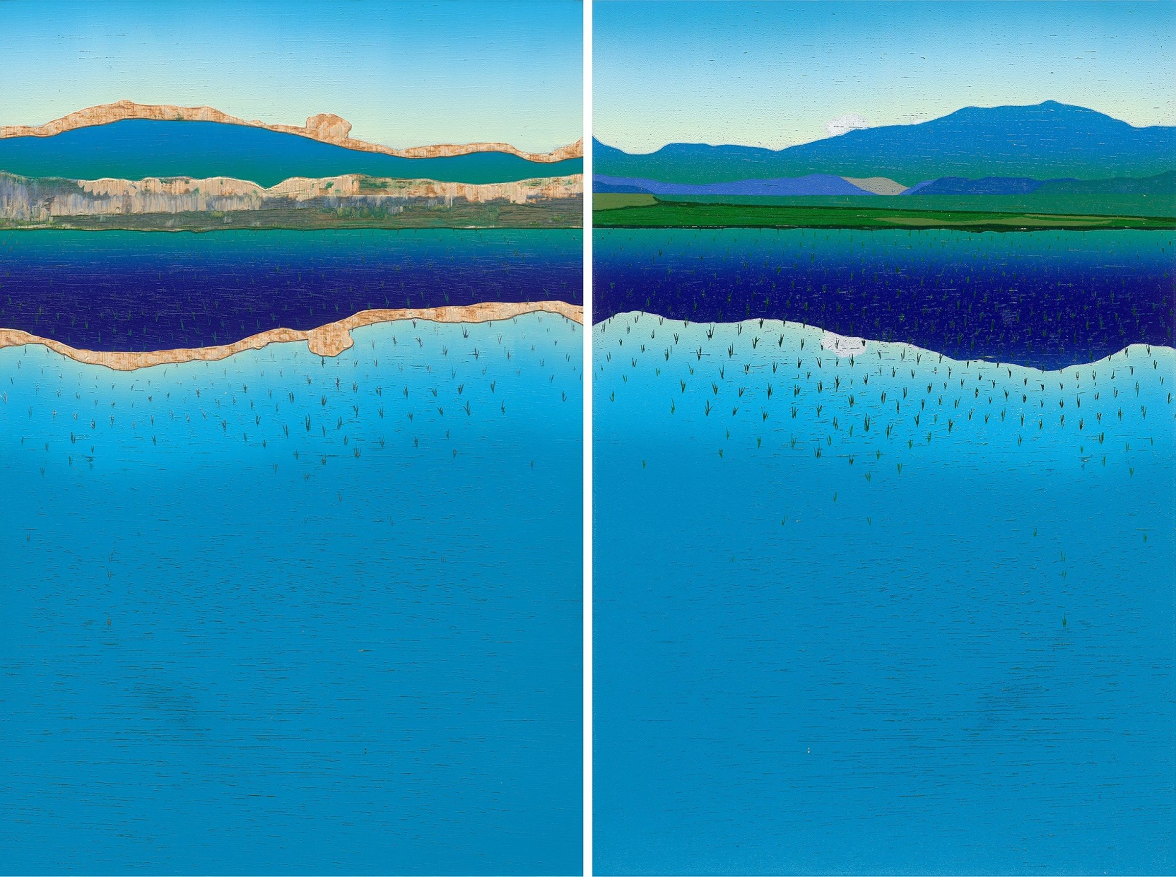 〈初陽 Good Morning〉三夾板、油墨、KAKITA版畫紙，45×60cm，2022（池上）（圖／ 李屏宜）