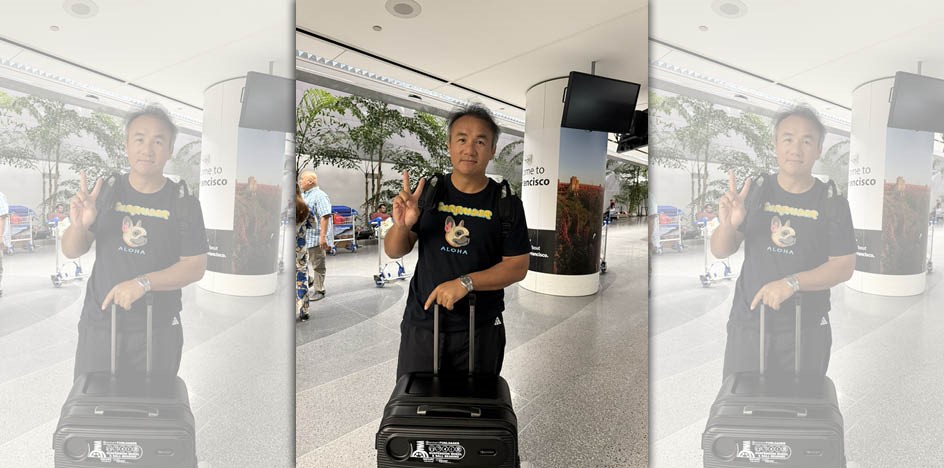 張泰山赴美國，過海關時發生意外小插曲。（翻攝自張泰山臉書）