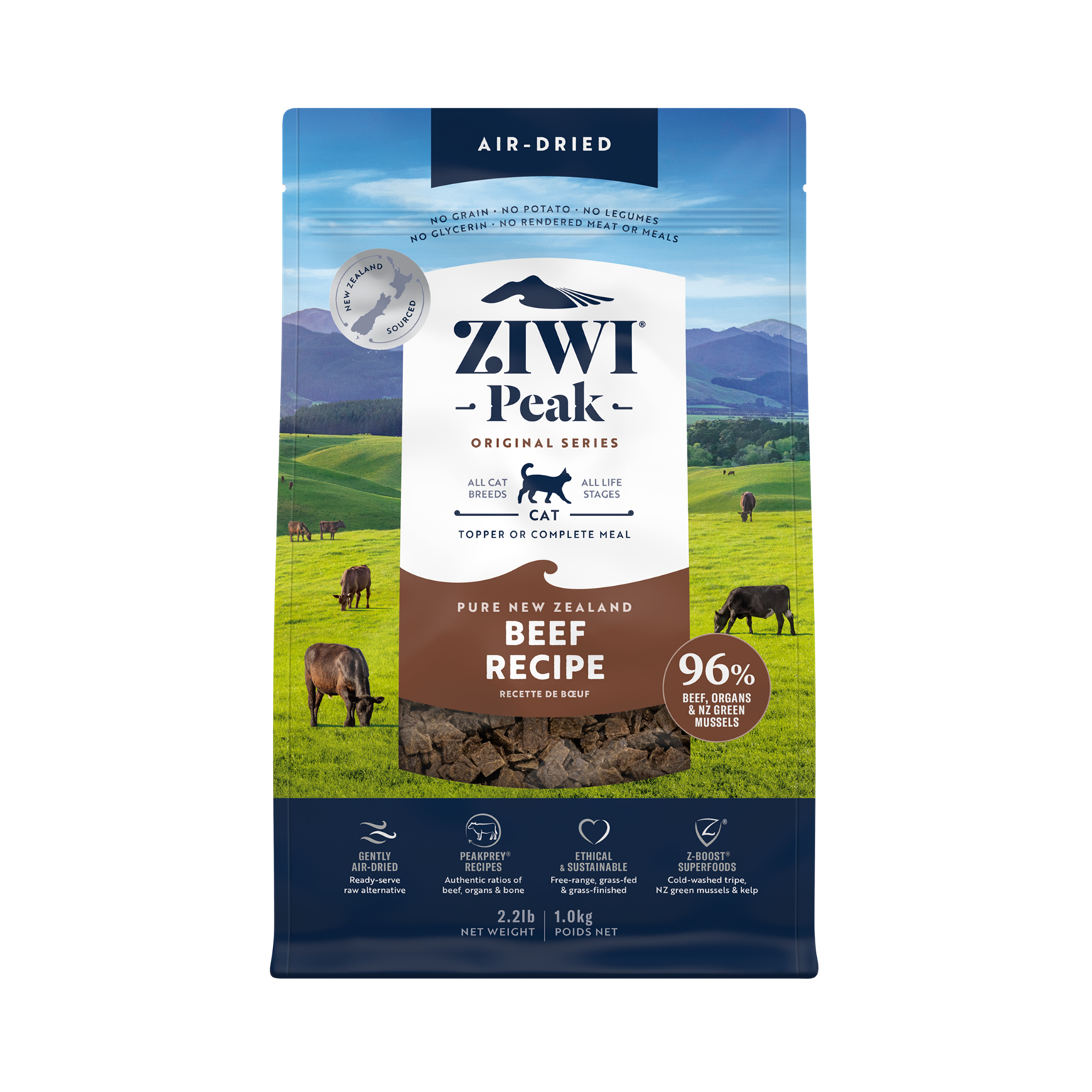Coupang酷澎精選高規格用料寵物飼料，紐西蘭ZIWI Peak滋益巔峰肉品含量高達96%，讓寵物享受自然狩獵般的豐富口感。