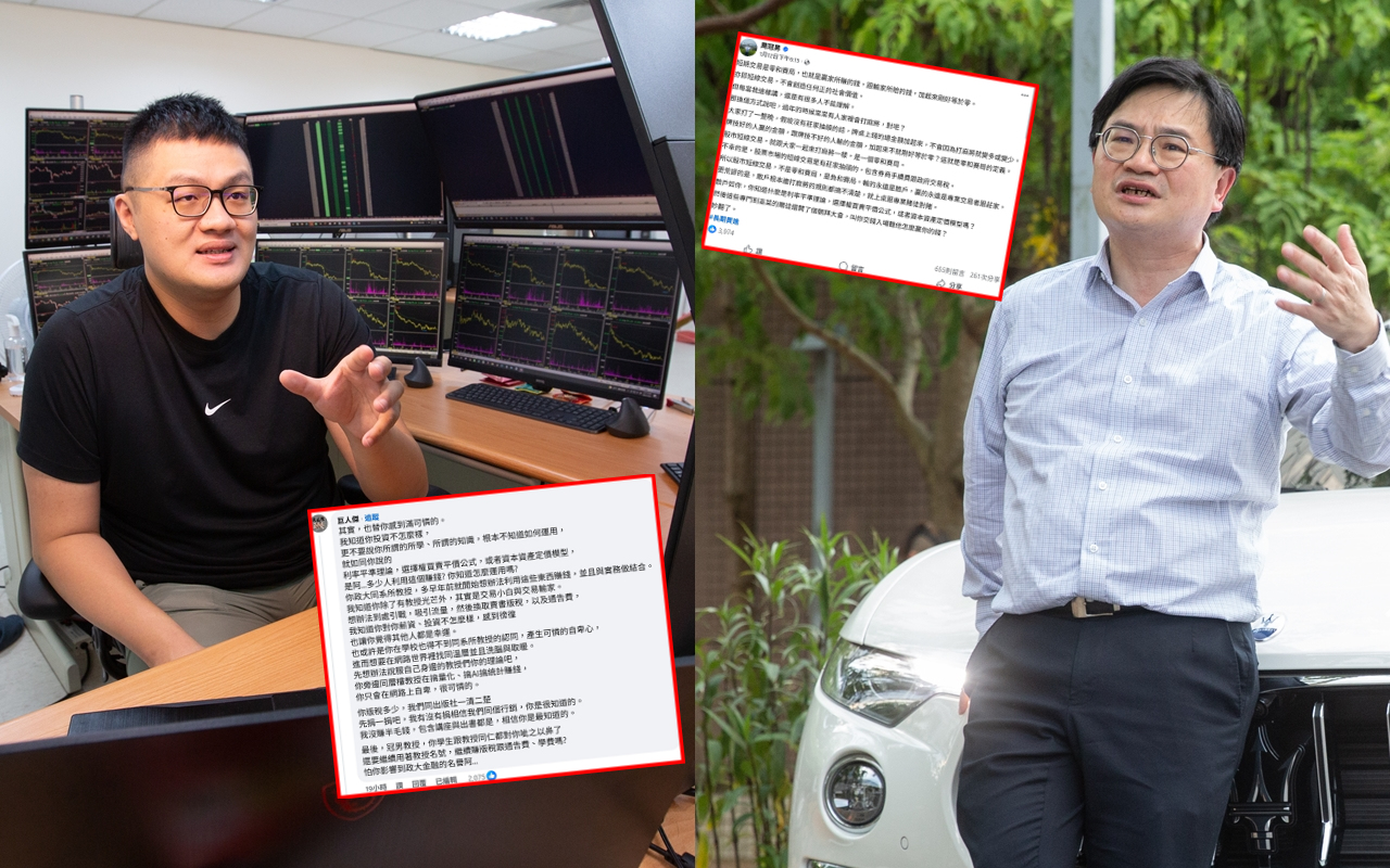 周冠男（右）與巨人傑（左）對於「短線交易」vs.「指數投資」策略，近日隔空交火，掀起各方激烈論戰。