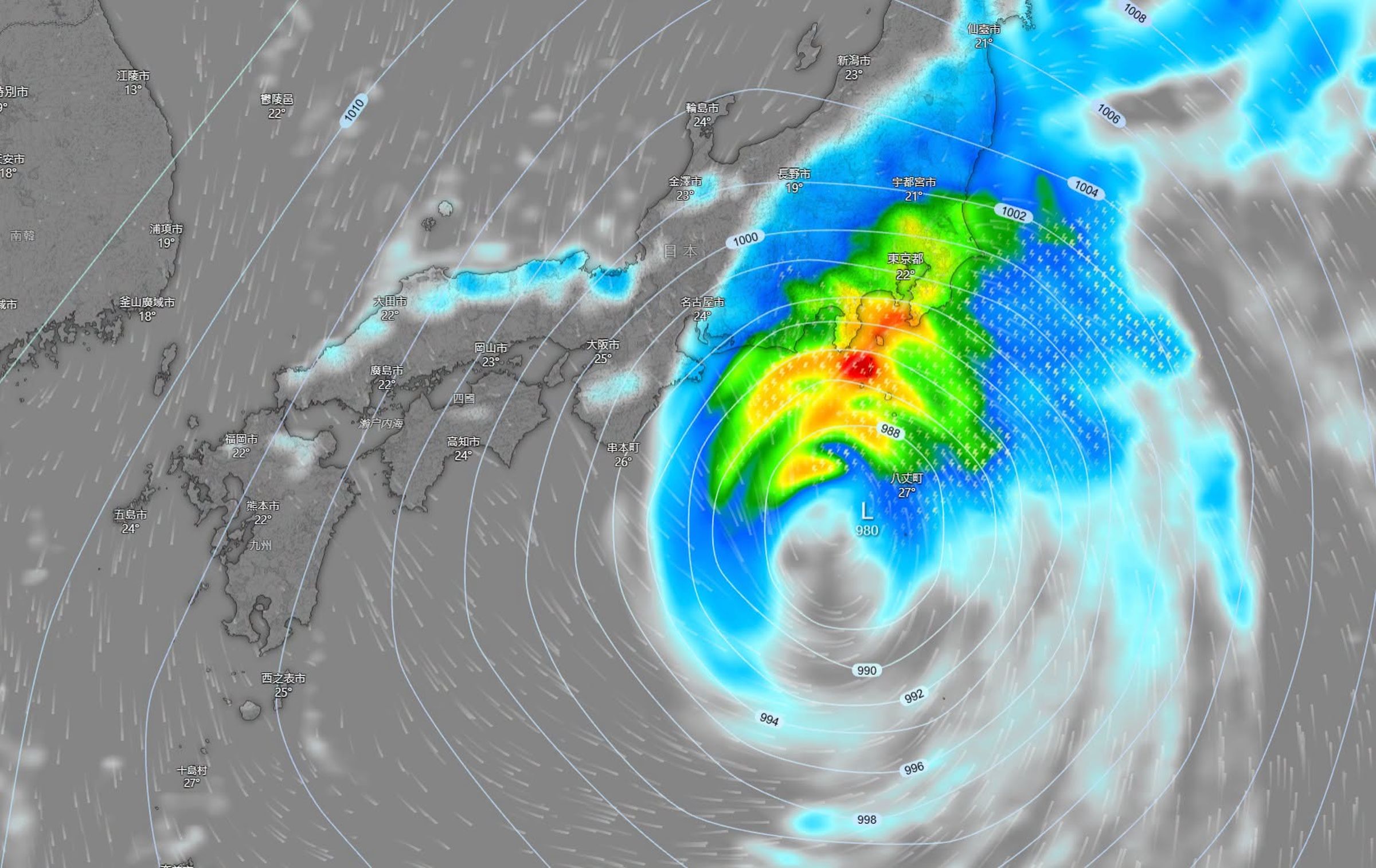 關東、東北地區20日至21日上午可能受外圍環流及鋒面影響，出現強風大雨。（翻攝自臉書台灣颱風論壇｜天氣特急﻿）