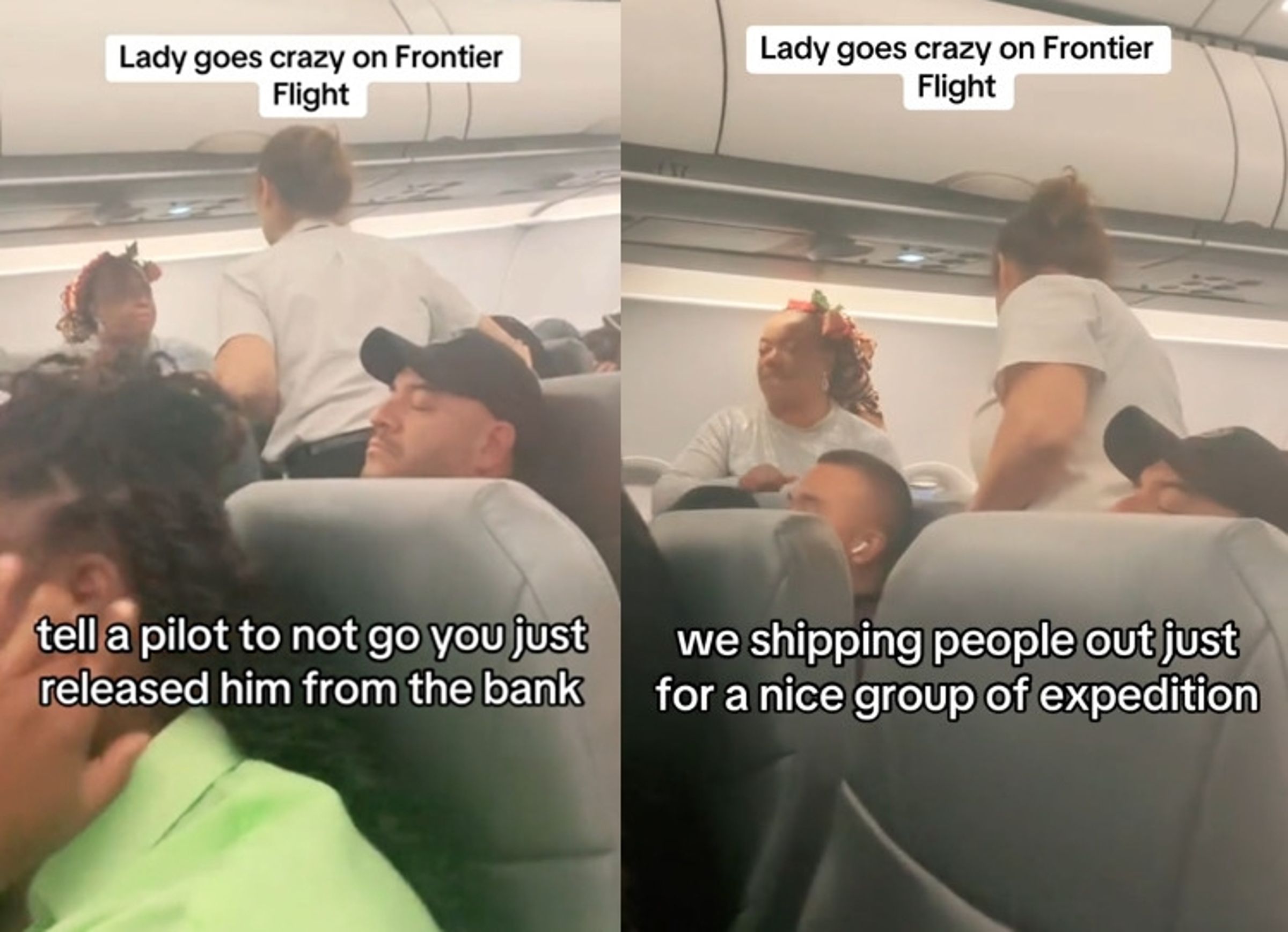 一名奧客要求飛機折返機場,以便讓她回去尋找手機,遭空服員斷然拒絕後開始破口大罵。(翻攝抖音@jenskilicious)