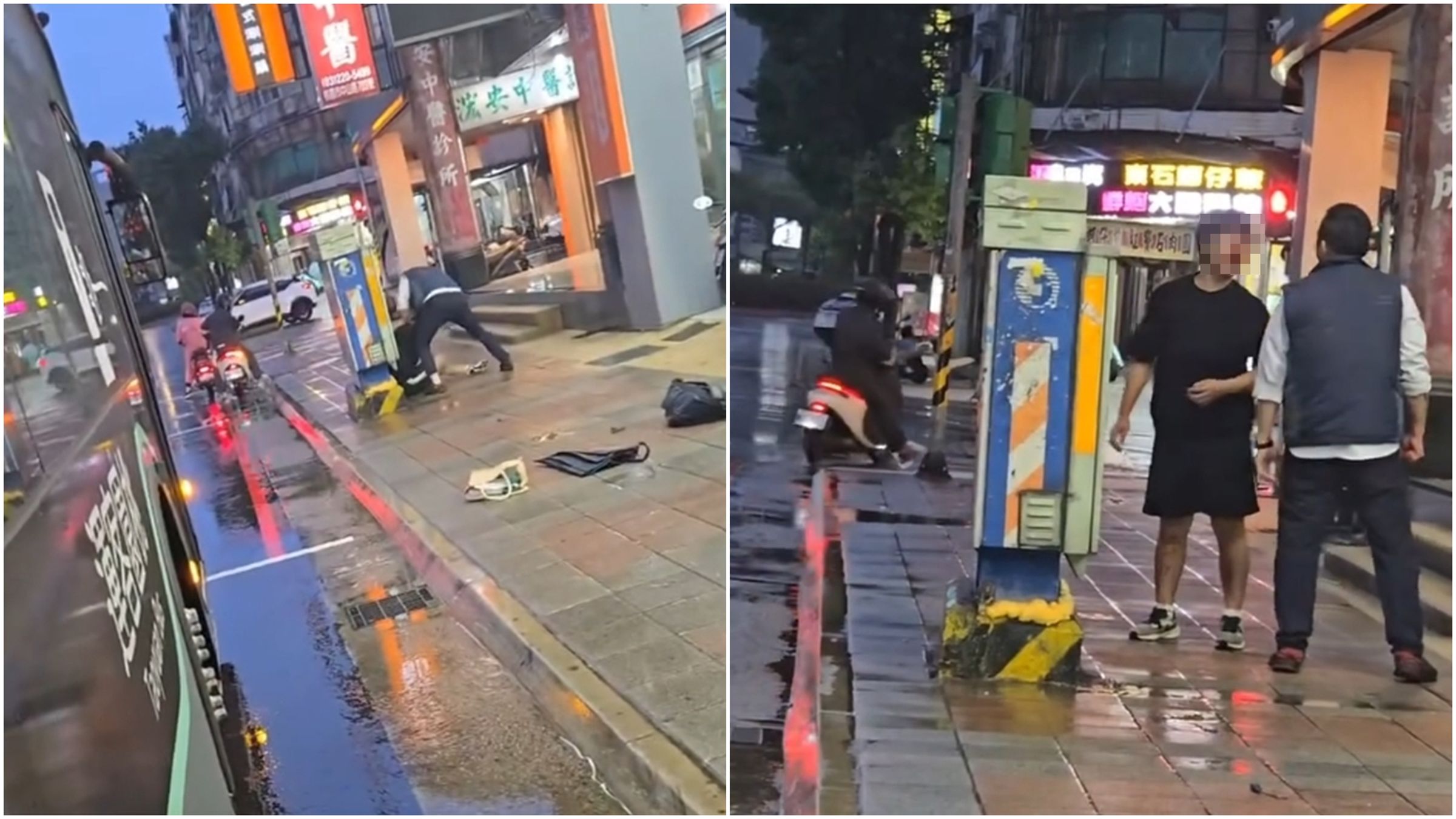 桃園客運與1名高中生因口角，結果兩人當街揮拳互毆。（翻攝自Threads ＠qn_taiwan）