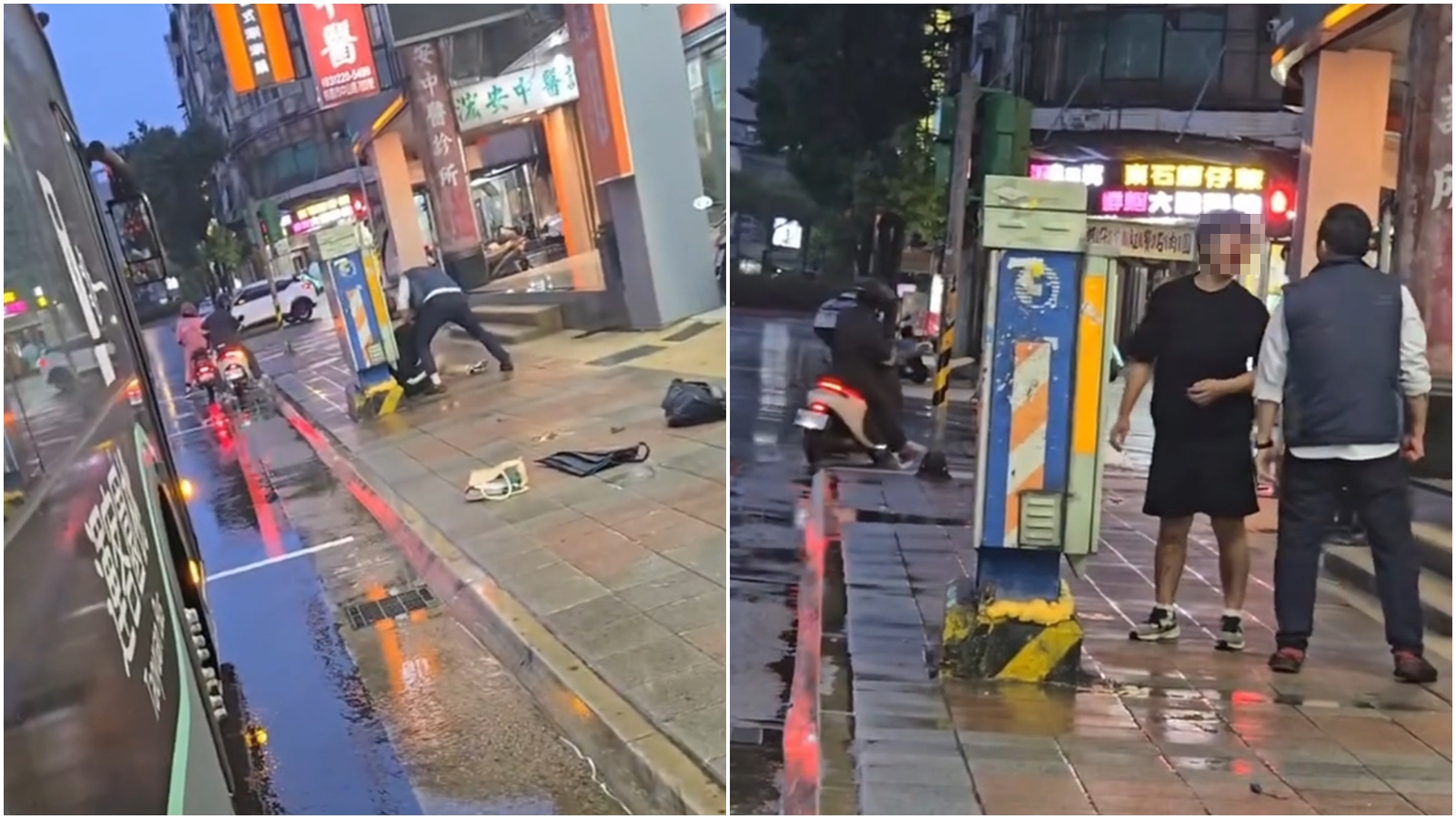 桃園客運與1名高中生因口角，結果兩人當街揮拳互毆。（翻攝自Threads ＠qn_taiwan）