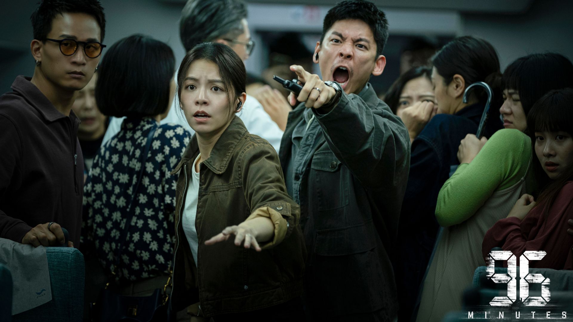 開幕片《96分鐘》集結林柏宏（中右）、宋芸樺（中左）兩屆北影大使同台飆戲。（台北電影節提供）