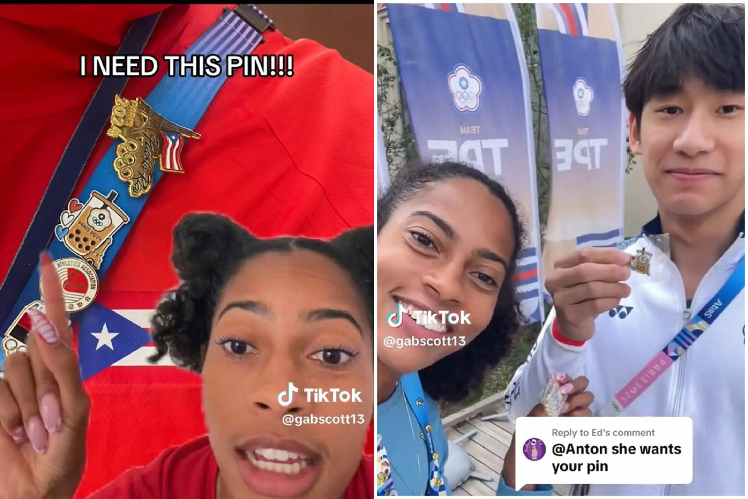 台灣珍奶NO.1,做成隊徽小物太可愛!波多黎各選手跪求。(翻自TikTok)