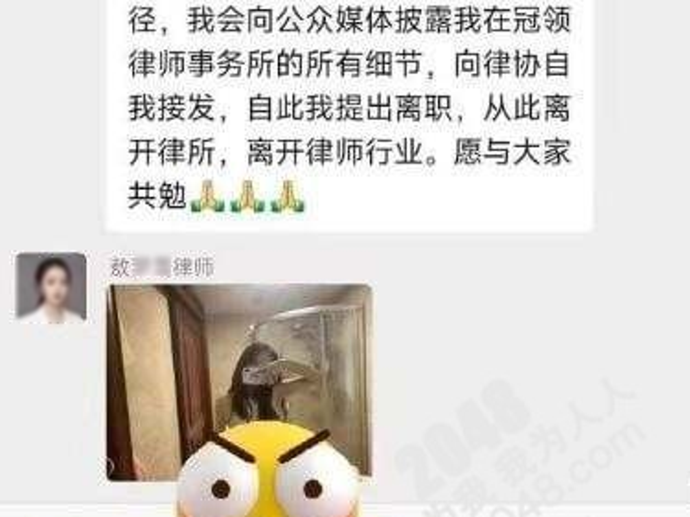 敖女表示會離開律師界。(翻自hdkmarketing.com)