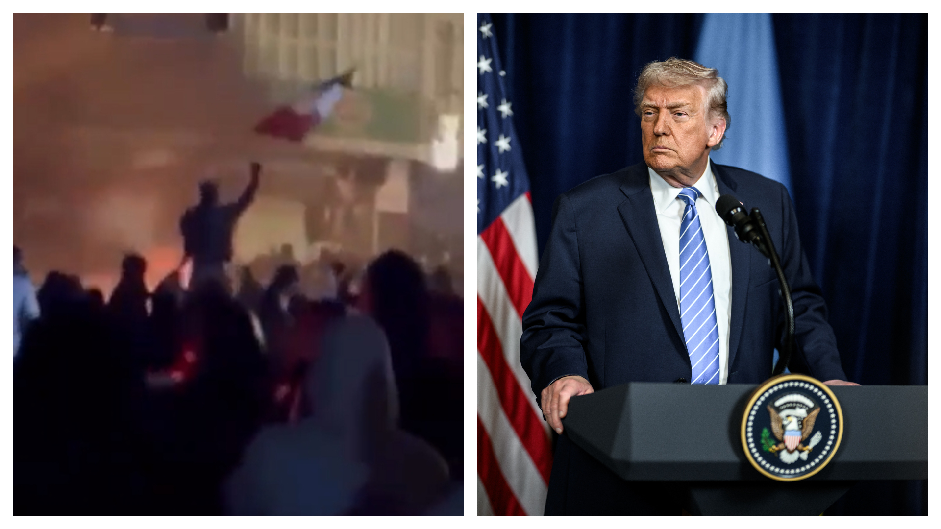 美國總統川普警告，伊朗已陷入「大麻煩」。（翻攝自X@VividProwess、flickr@The White House）
