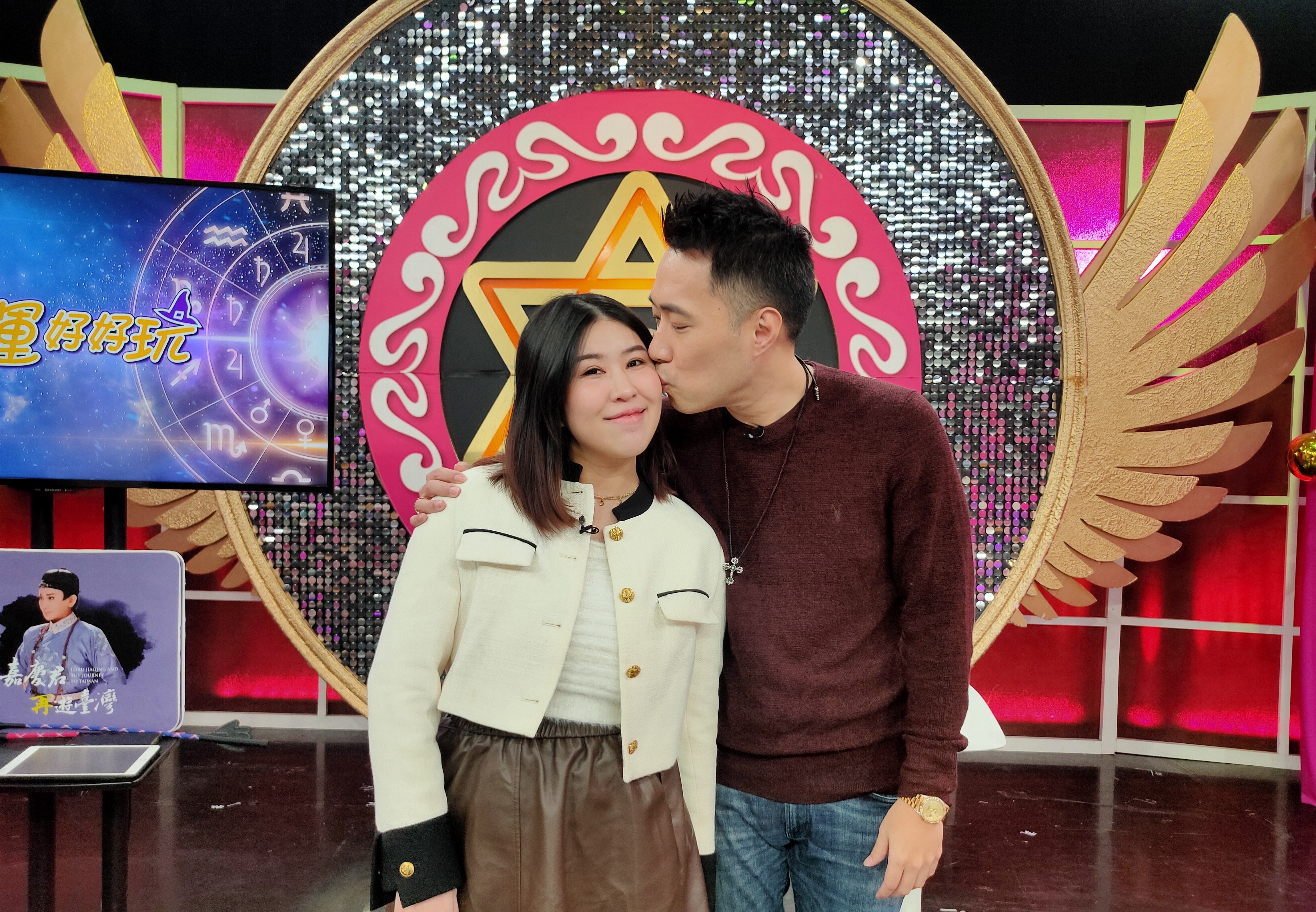 余祥銓與老婆柔柔今上節目錄影。（命運好好玩提供）