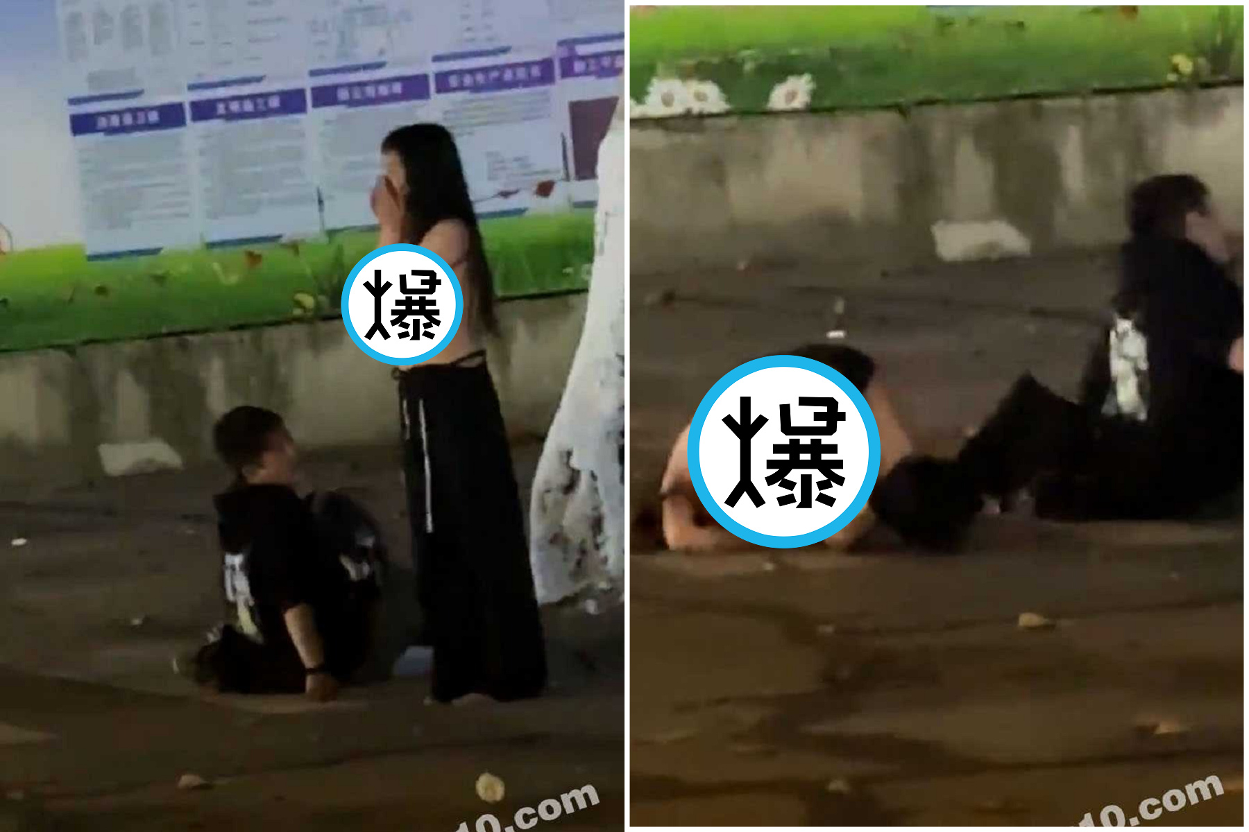 小情侶一言不合就脫衣！妹子全裸滾地，鄉民看傻眼。（翻自《黑料網》）