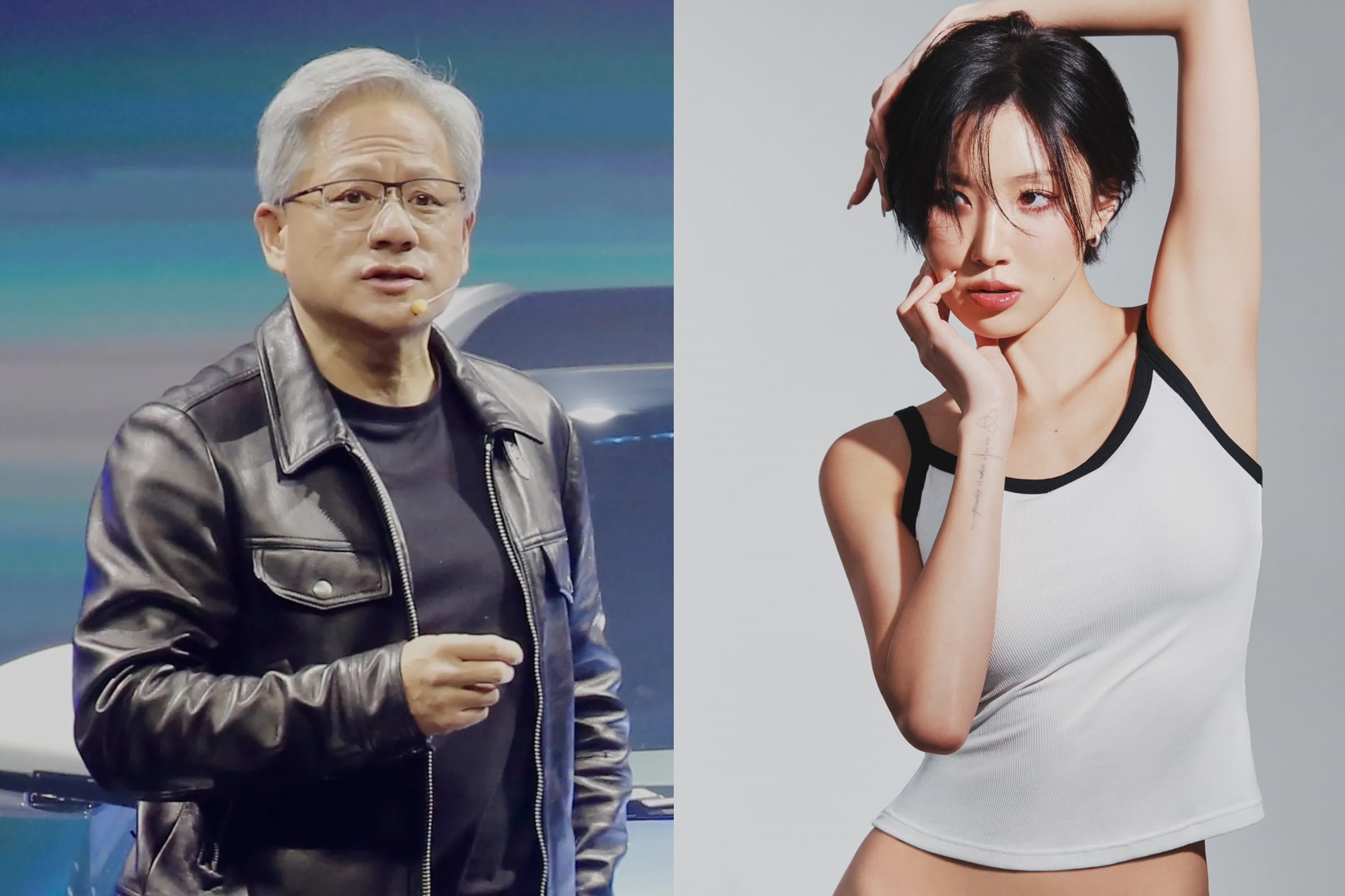 華莎與好友、模特兒韓惠珍聚餐聊天時,意外談起輝達執行長黃仁勳。(左圖本刊資料照、右圖翻攝自華莎IG)