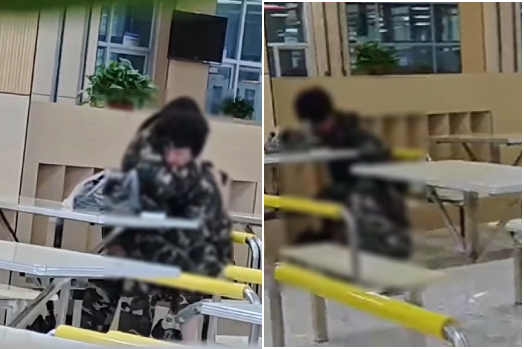 大學食堂真好吃！女大生當眾爽啃「人肉香腸」，旁邊同學崩潰。（翻自《吃瓜網》）