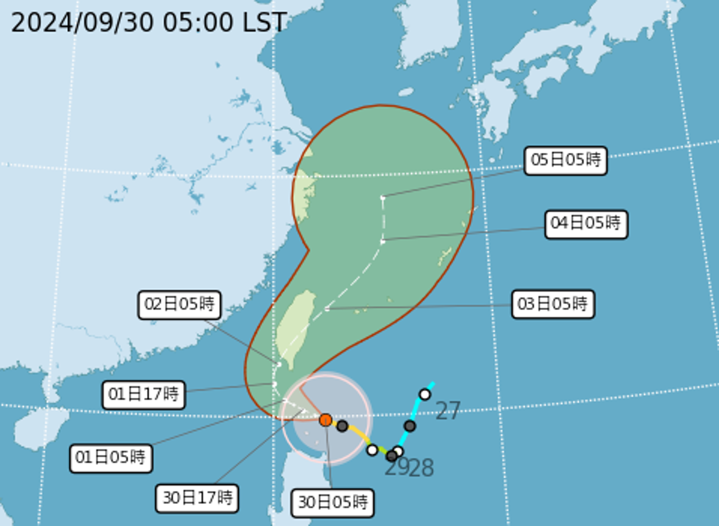 中央氣象署說明山陀兒預測路徑。(翻攝自中央氣象署官網)