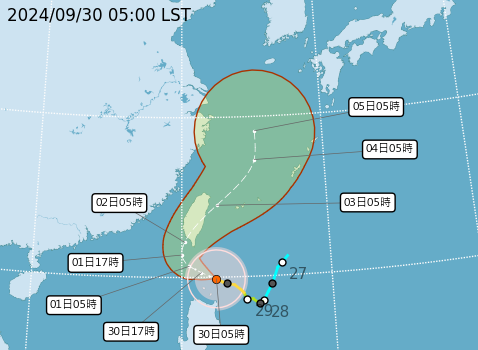 中央氣象署說明山陀兒預測路徑。（翻攝自中央氣象署官網）
