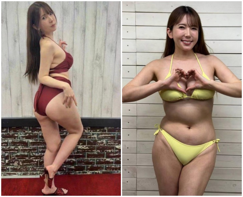 波多野結衣的側拍照明顯有肉感，與她發布在IG的美照有落差。（翻攝微博）