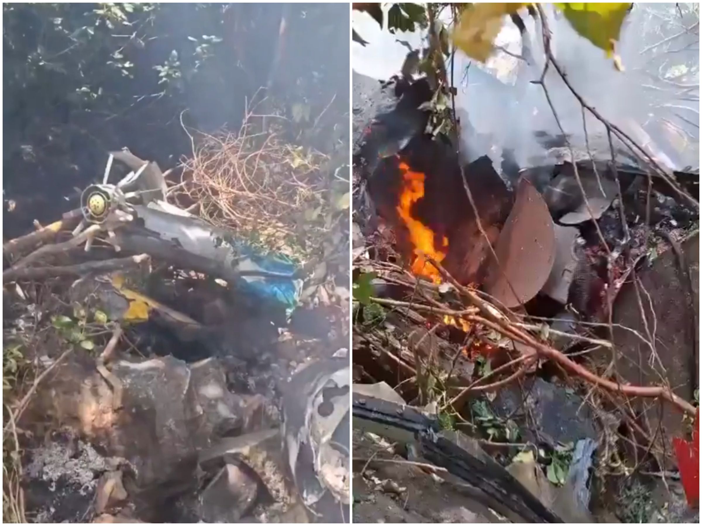 肯亞直升機墜毀燒成廢鐵，機上7人全數罹難。（翻攝X）