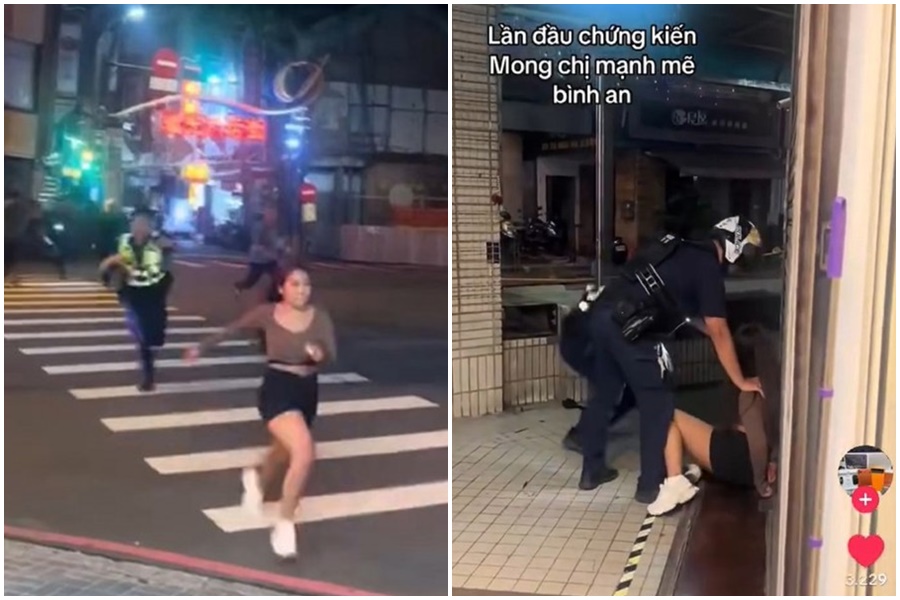 台中警方在街頭追捕逃逸移工,網路上出現疑似同鄉發文相挺,遭到各國網友痛批。(翻攝抖音)