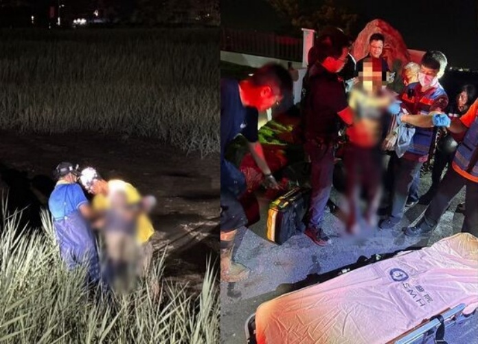 警方搜尋至深夜終於找到人，現場濕滑難行，充滿挑戰。（翻攝畫面）