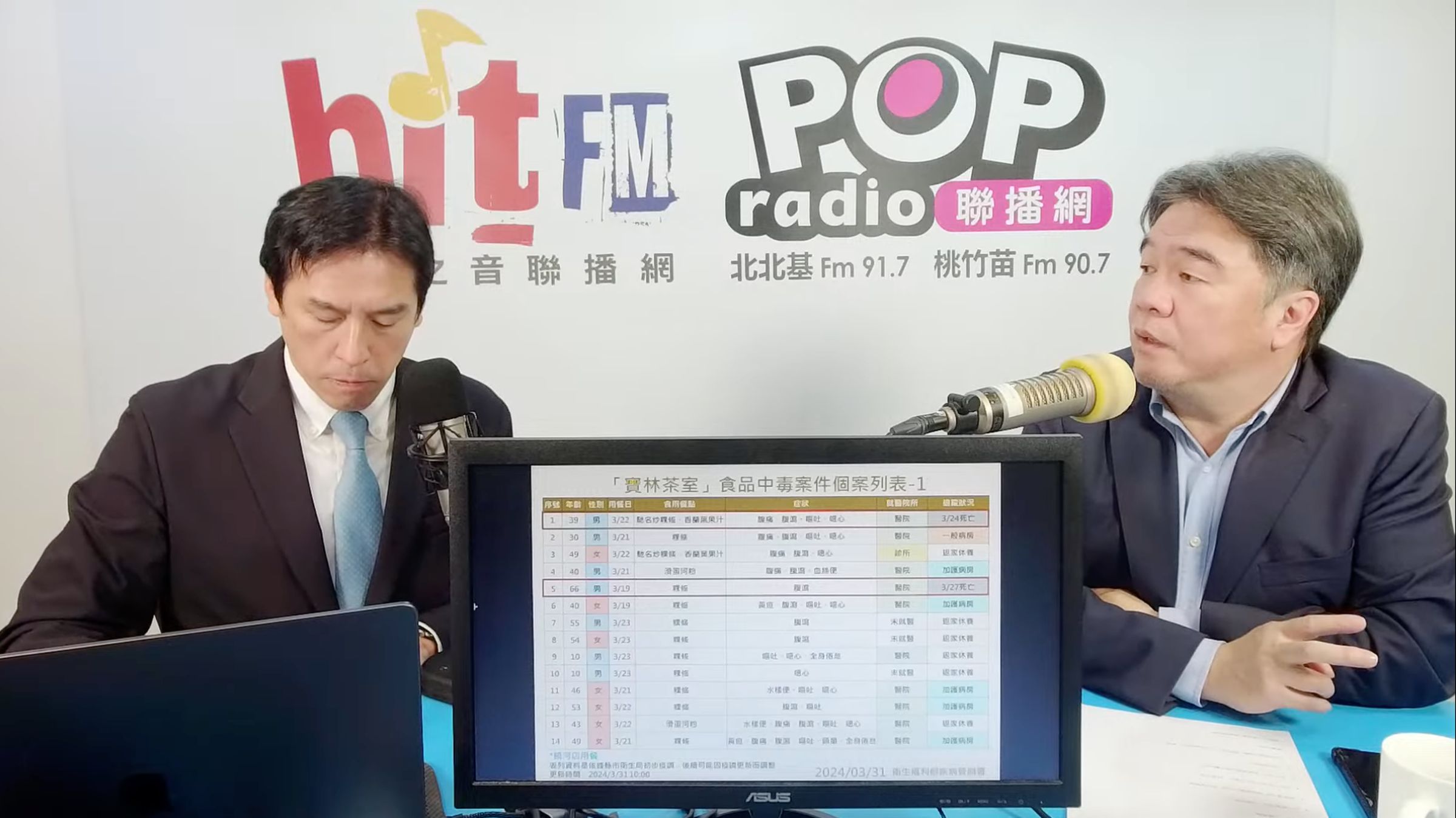 王必勝(右)今說明寶林茶室案件情況。(翻攝自「POP Radio聯播網 官方頻道」YouTube)