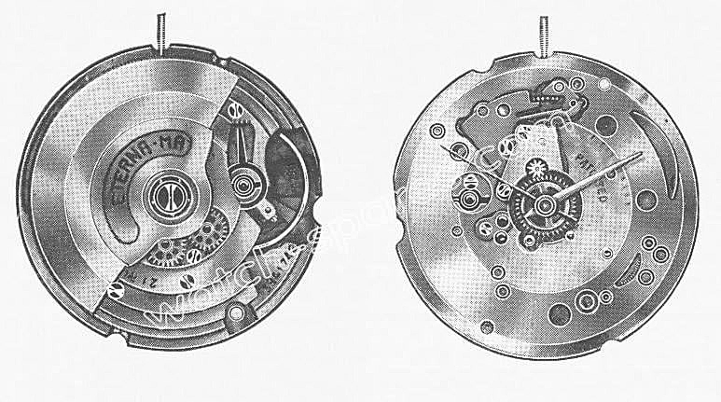 Eterna 1427-1428 型機芯。圖片來源： watch-spares.com