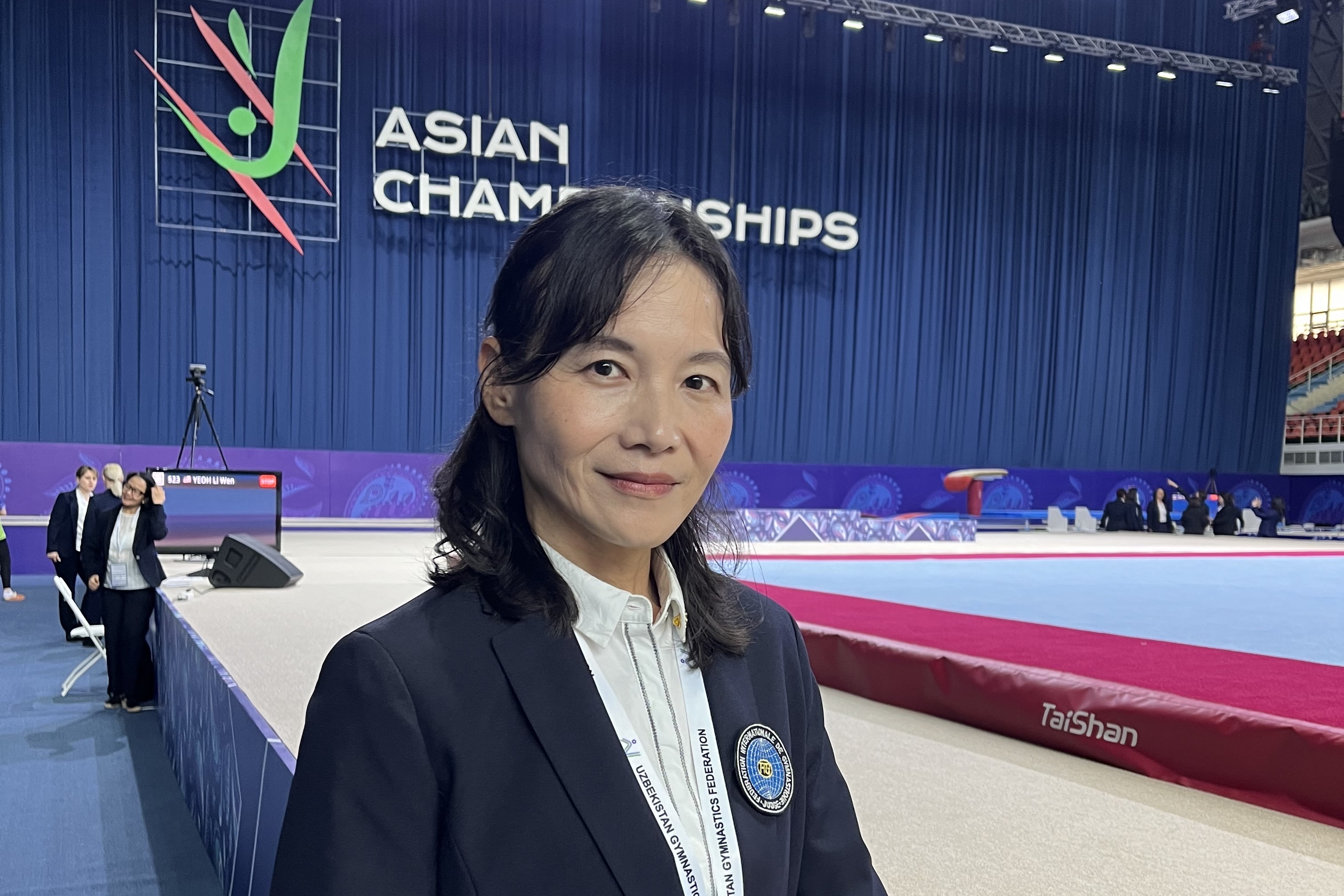 胡瑜丰今年晉升為國際體操總會（FIG）認證的二級女子競技體操裁判。（胡瑜丰提供）