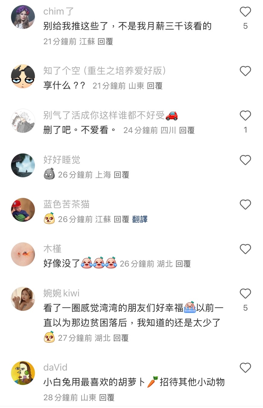 作者好奇發問「灣灣為什麼不回來跟咱們一起享福」，底下回覆意外理性。（翻攝自小紅書）