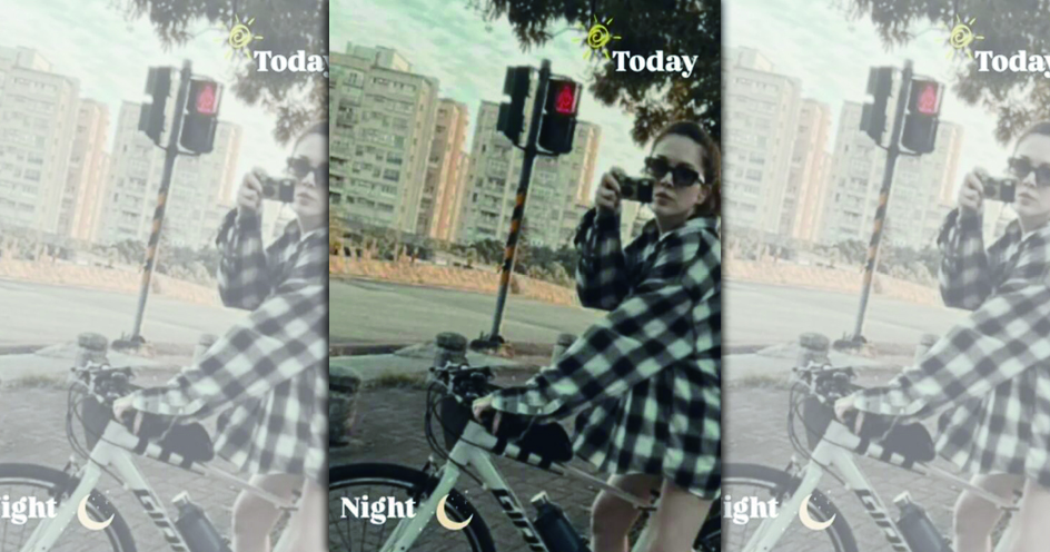 許瑋甯早前在IG限動曬出與邱澤兩夫妻互拍視角照片，她在拍邱澤照片的同時，邱澤也將她攝入鏡頭中。（翻攝許瑋甯IG）