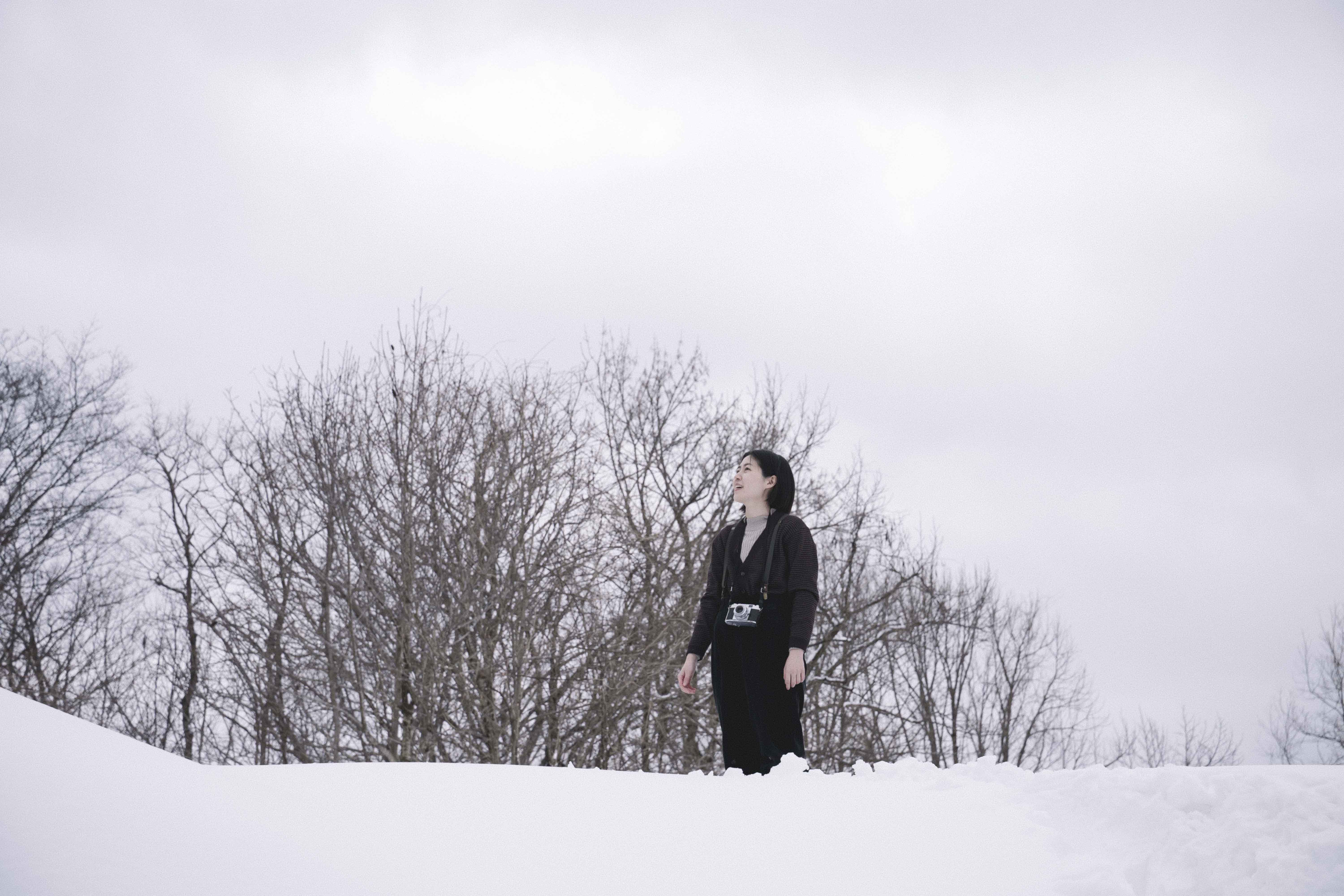 沈恩敬夢想能在一片蒼茫的雪景中拍電影，《旅與日子》讓她美夢成真。（天馬行空提供）