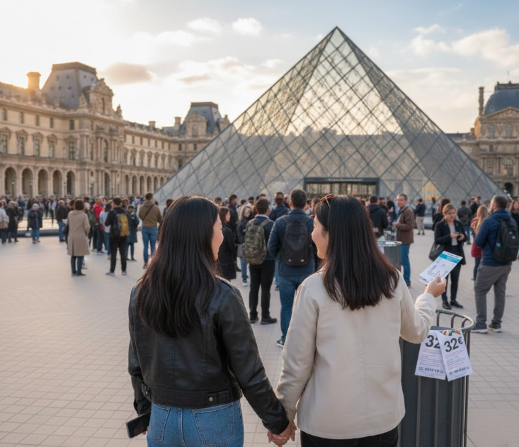 羅浮宮表示，非歐盟以外的成年遊客，票價將調漲至32歐元。（示意圖，由AI生成）