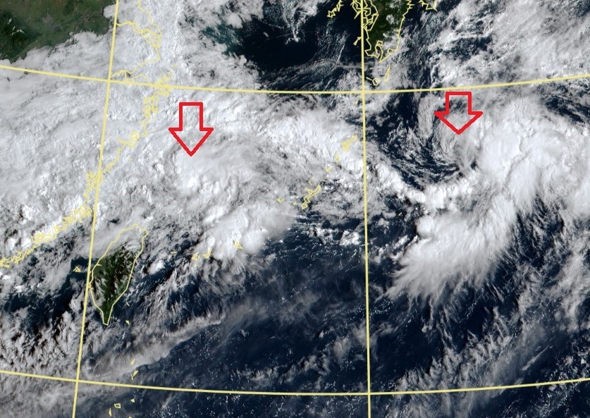 2個低壓已發生藤原效應，鄭明典認為未來走向值得觀察。（翻攝自鄭明典臉書）