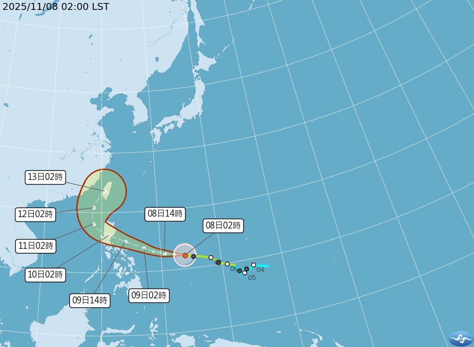 中颱鳳凰颱風最新路徑出爐。(翻攝自氣象署)