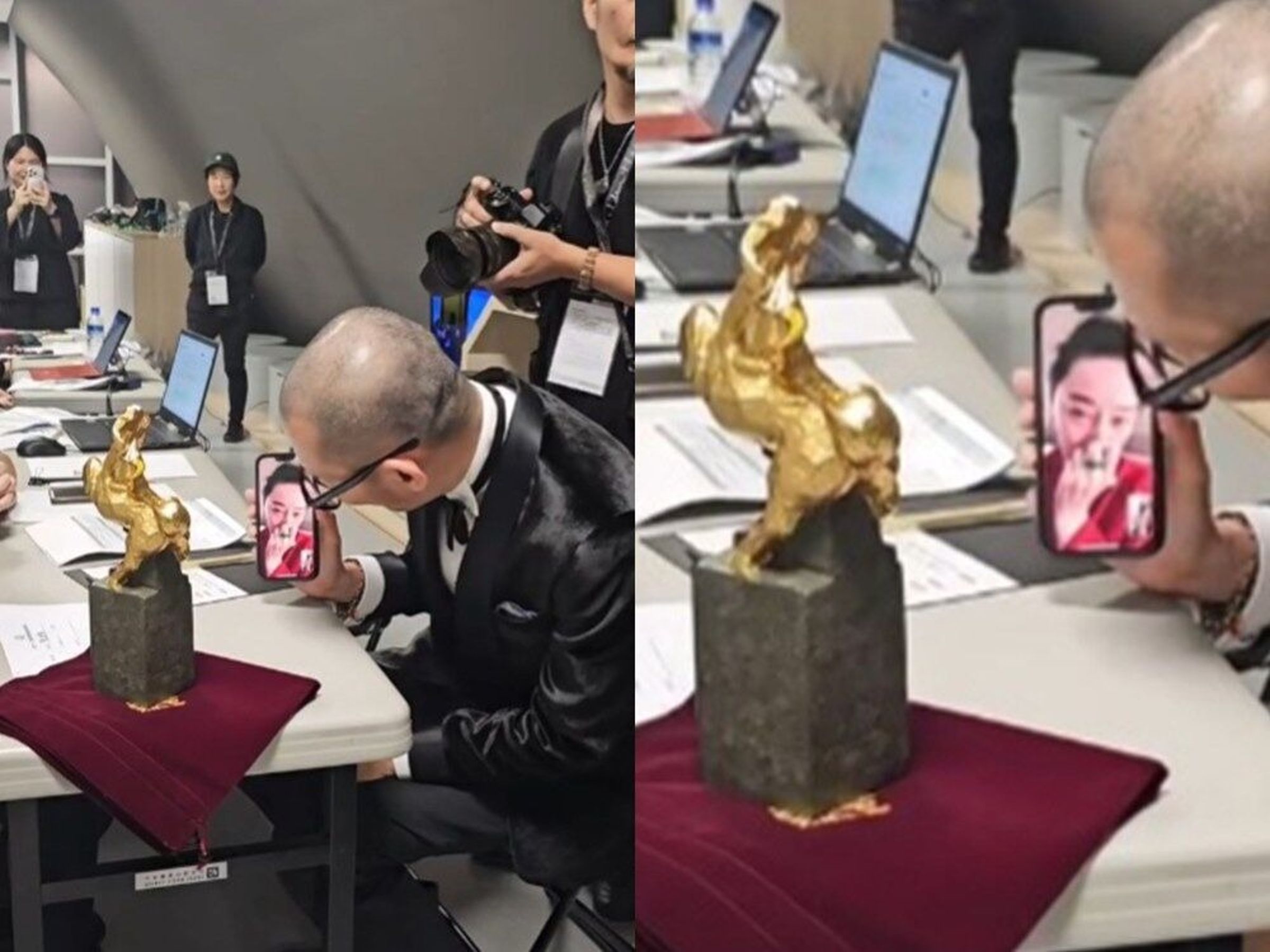范冰冰冰以《地母》拿下最佳女演員，因1原因無法親自蒞臨典禮，與導演視訊時哭爆。（翻攝自Threads＠金馬影展）