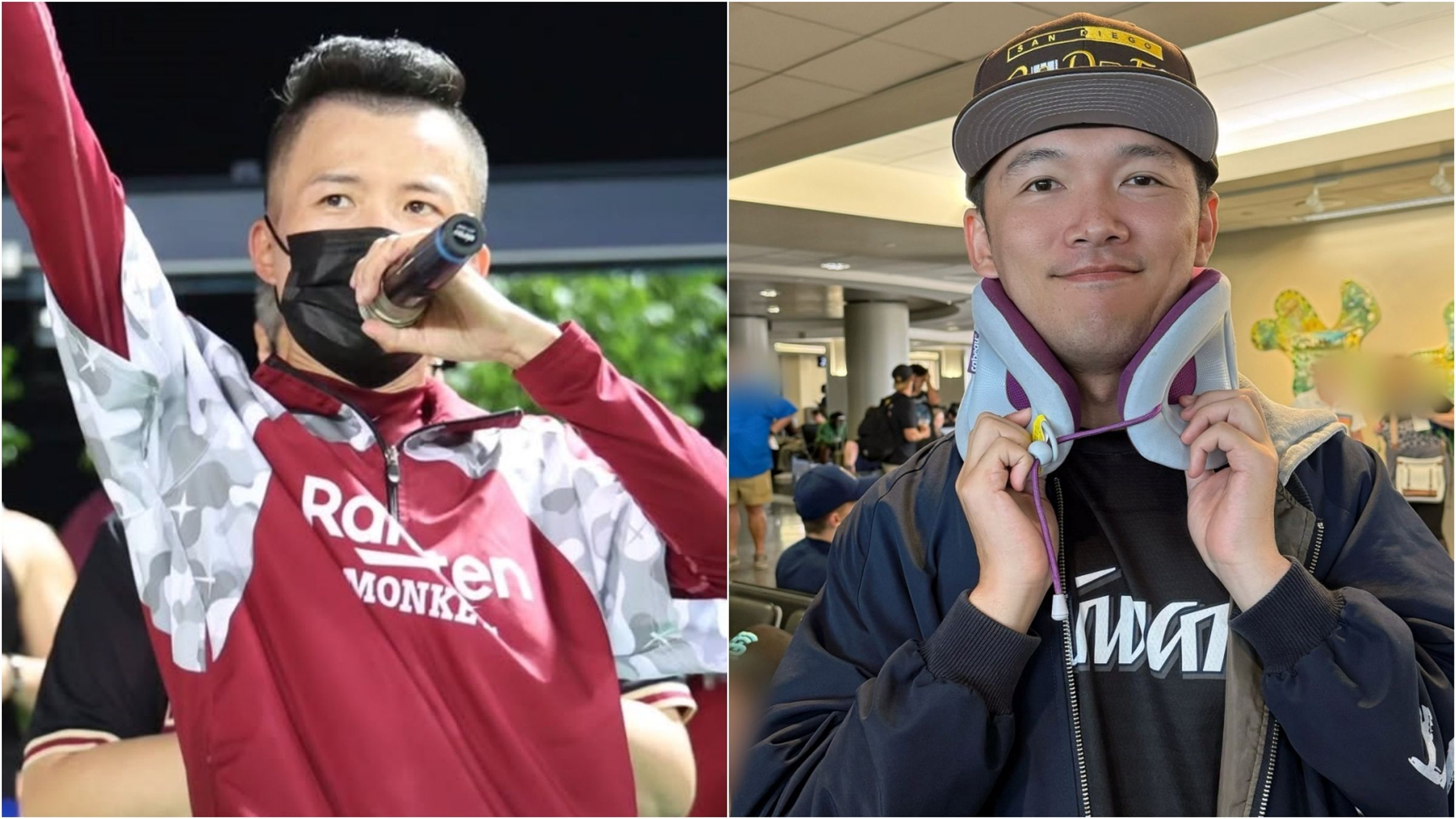 樂天桃猿應援團長阿杰(左)道歉還邀來舞台跳舞,慘遭台南Josh冷回拒絕。(翻攝阿杰IG、台南Josh臉書)